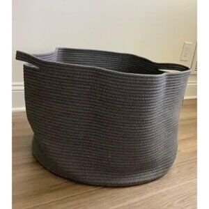 New Large Dark Grey Storage Basket, Woven Cotton Rope Baskets for Storage